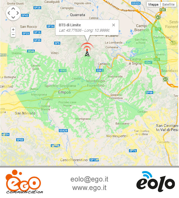 Mappa copertura Internet Eolo Empoli