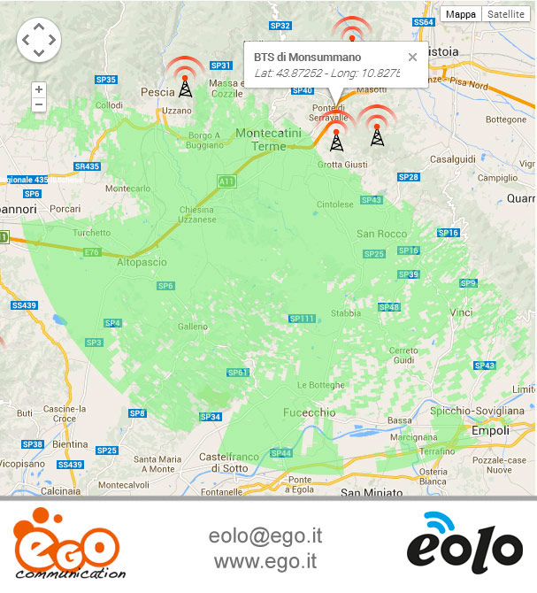 Mappa copertura Internet Eolo Montecatini