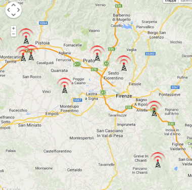 copertura internet wireless provincia di Firenze, Prato Pistoia